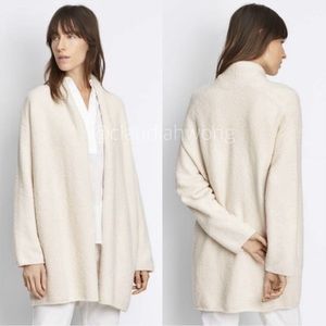 VINCE Boucle Wool Shawl Collar Duster Cardigan in Off White